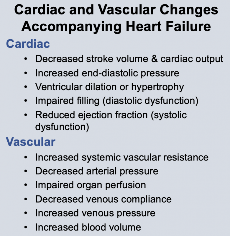 Cardiovascular responses to heart failure